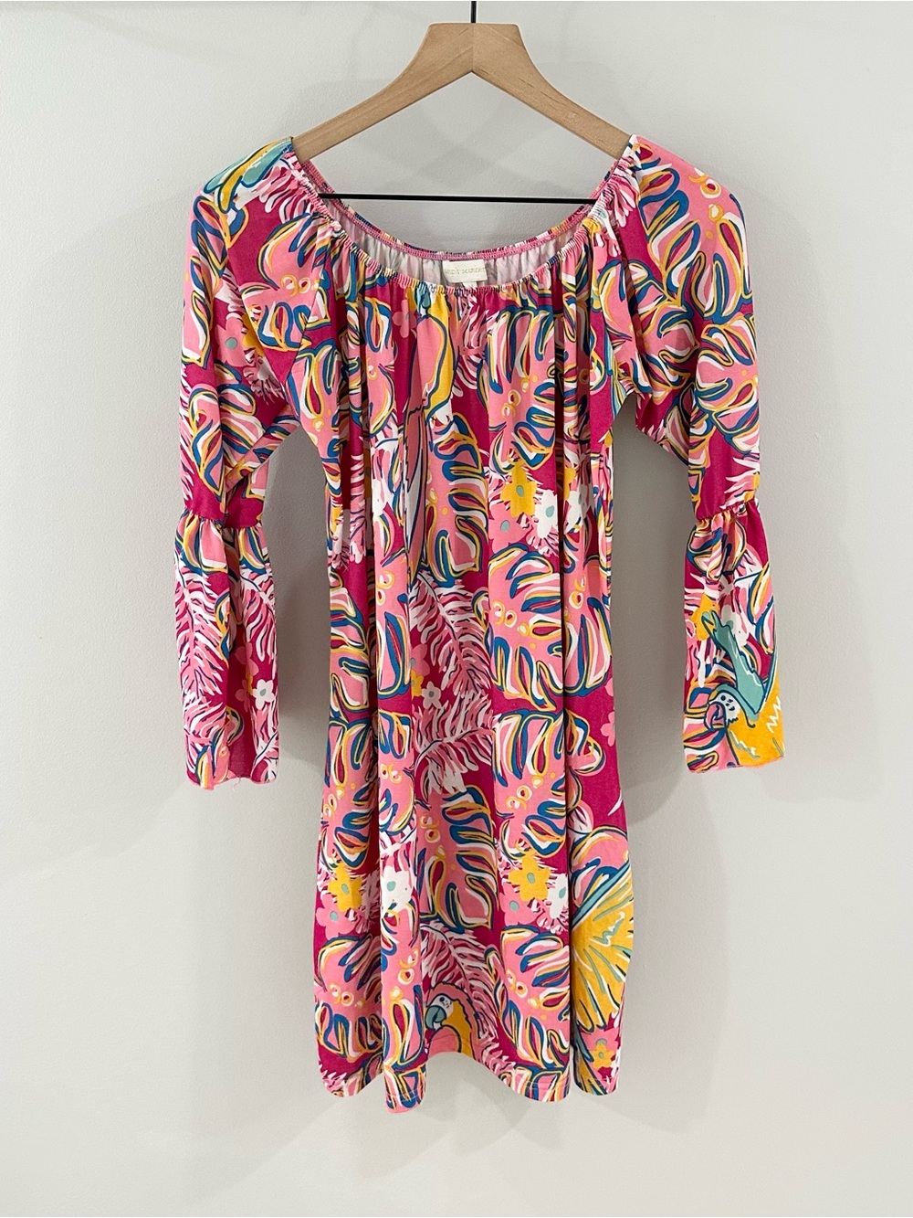 Simply Southern Off Shoulder Mini Dress // Pink Multi // Medium - Picture 2 of 6